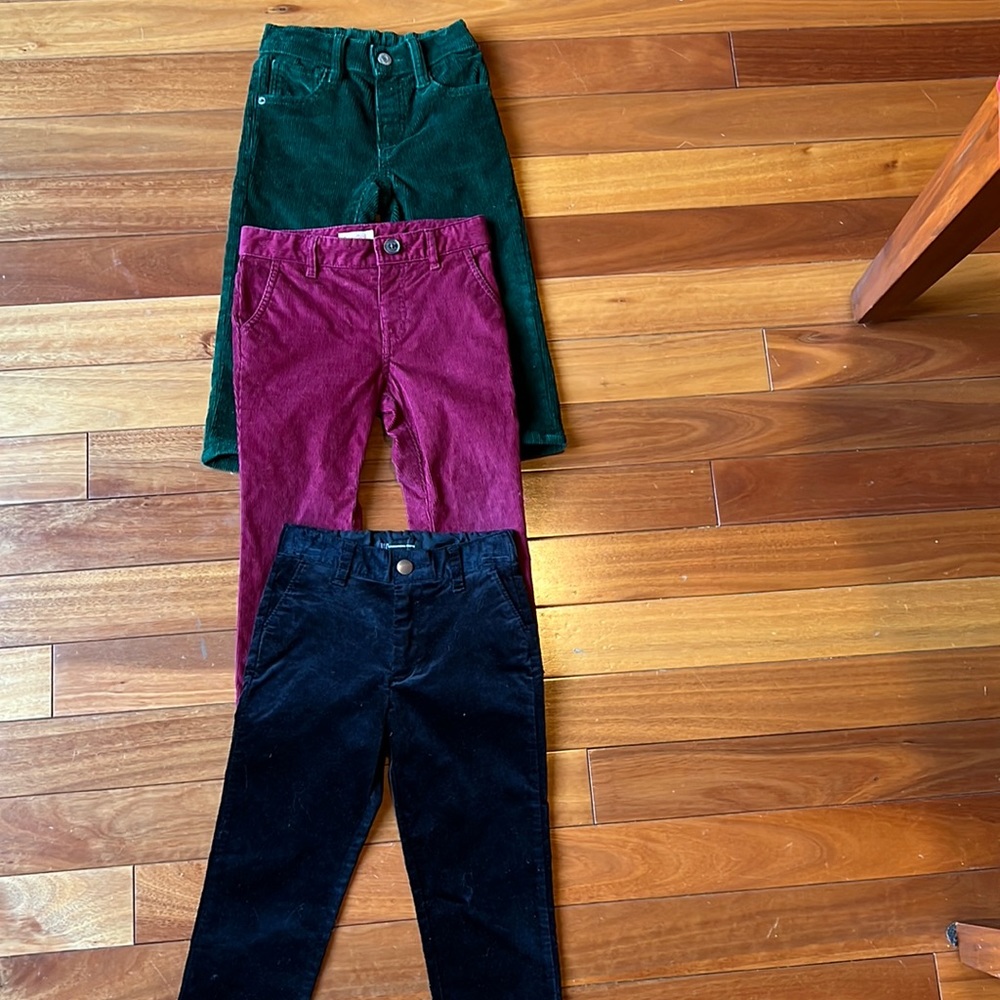 3 Toddler Pants - 2 Cords, 1 Black Velour Dress Pant